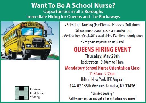 queens school nurse hiring event