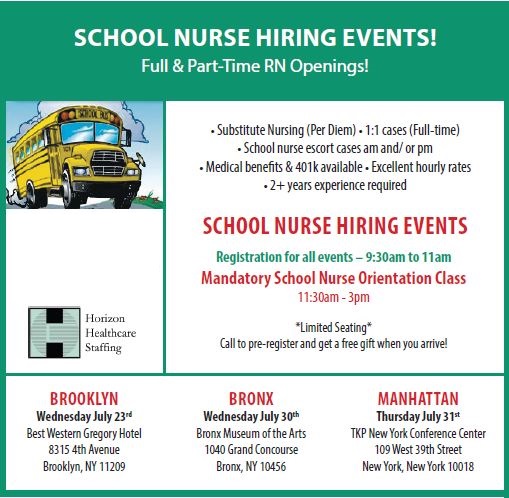 school nurse hiring events in new york